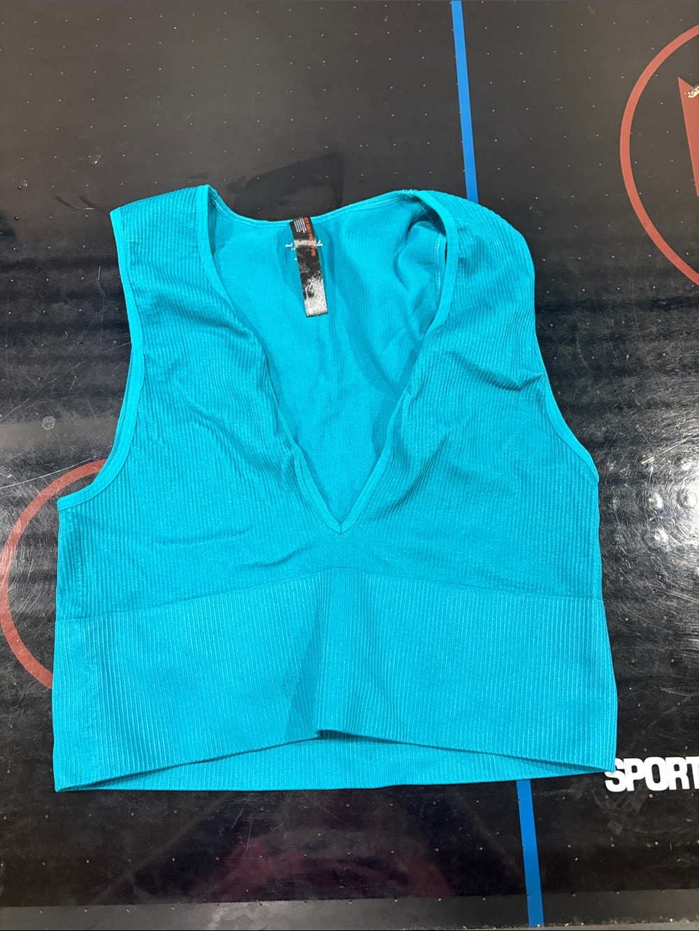 Urban Outfitters Teal Ribbed V-Neck Crop Top